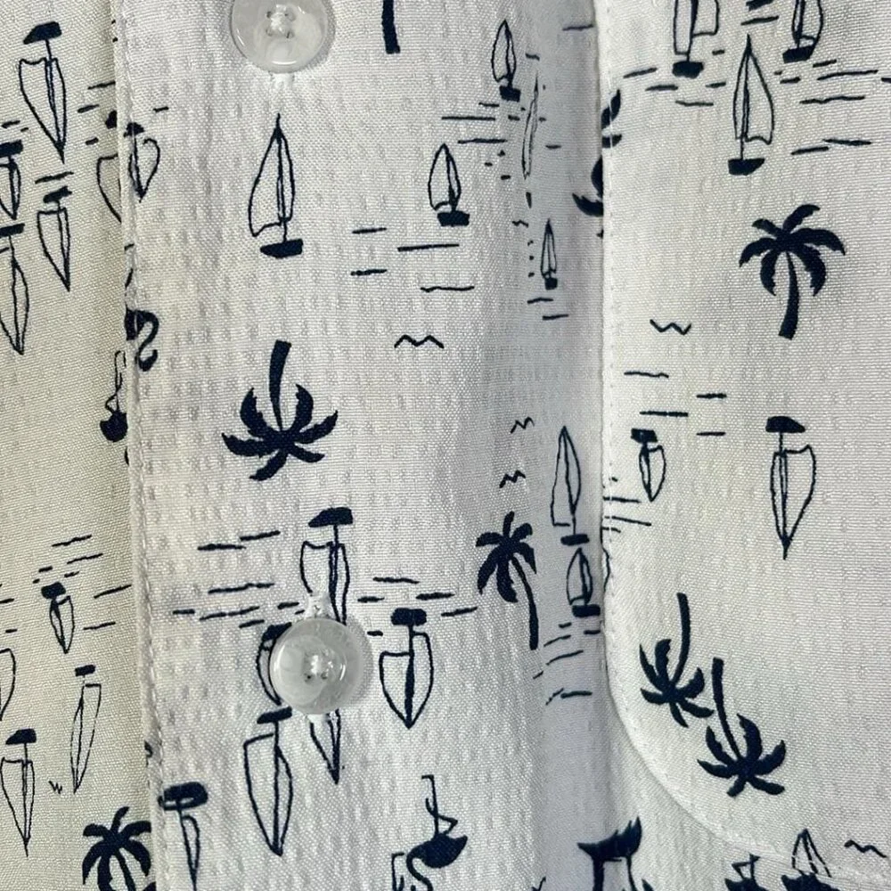 Men's 2XLT SeersuckerHawaiian Camp Button Up Shirt Father's Day Gift BBQ MobLife